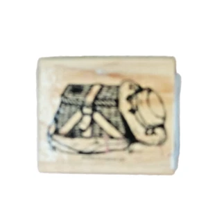 STAMPIN UP ~ FISHING BASKET ~ WOOD MOUNTED RUBBER STAMP ~ RETIRED - Picture 1 of 2