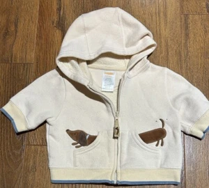 Gymboree Kapuzenjacke. 0-3 Monate. Thema Weiner Hund. Gelb mit Blau. - Bild 1 von 8