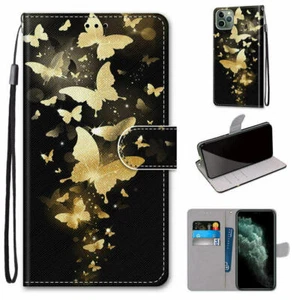Butterfly Flip Wallet Phone Case For Samsung S7 S8 S9 S10 S20 Note 20 A51 A6 A50 - Picture 1 of 12