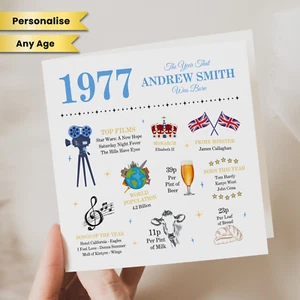 Personalised 48th Birthday Card Men 1977 Birth Year Facts Son Brother Friend Him - Picture 1 of 2