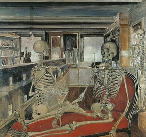 PAUL DELVAUX Art Poster or Canvas Print "Los Esqueletos" Skeletons - Picture 1 of 1