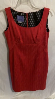 Kay Unger 红色女式拉链无袖连衣裙 10 码商务正式城市 — 第 1/4 张图片
