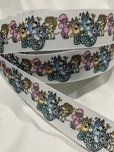 Dog Bluey 25mm Grosgrain Ribbon 3 Meter Length Hairbows Craft Scrapbook - Picture 1 of 1