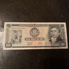 PERU BANKNOTE - 100 SOLES DE ORO - 1974 - FREE SHIPPING