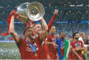 LIVERPOOL: ADAM LALLANA SIGNED 6x4 CHAMPIONS LEAGUE TROPHY PHOTO+COA - Picture 1 of 1