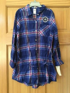 NWT Oshkosh Plaid Flannel Tunic Shirt Top Girls Multi Metallic 5,7,10,12,14 - Picture 1 of 1