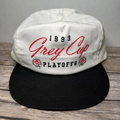 Vintage 1993 CFL Grey Cup Playoffs Snapback Hat Cap White Black Bill EUC - Image 1 of 4