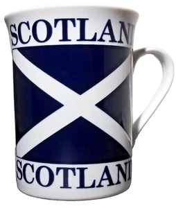 Schottland Souvenir Kaffeebecher Porzellan Teetasse von Elgate weiß & dunkelblau - Bild 1 von 9