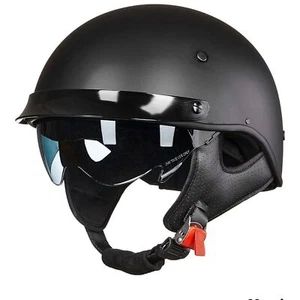 ILM Fiberglas Halbhelm Motorrad Unisex Erwachsene Jethelm Motorrad schwarz - Bild 1 von 6