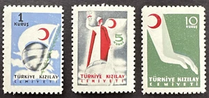 Turkey 1954 Sc# RA164-RA166 Set of 3 MLH OG Red Crescent Postal Tax Stamps - Picture 1 of 2