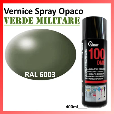 Vernice Spray VERDE MILITARE Opaco Ral 6003 Oliva Nato per Carrozzeria Auto Moto