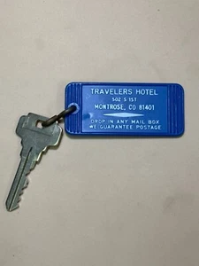 "Llavero de habitación de motel ""Travelers Hotel"" y llave Montrose Colorado #25" - Imagen 1 de 2