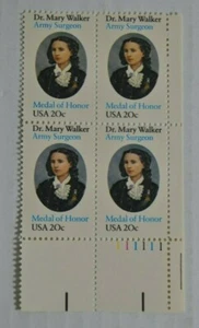 Dr. Mary Walker Medal of Honor 1982 20-cent US stamps Print Block Of Four - Picture 1 of 5