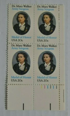 Dr. Mary Walker Medal of Honor 1982 20-cent US stamps Print Block Of Four - Image 1 of 4