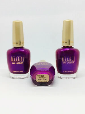( 3 ) Milani Nail Lacquer Nail Polish 102 Wild Violet .45 oz  - Image 1 of 4