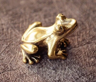 Estatua de animal rana de latón pequeña escultura estatuilla de mesa decoración del hogar regalos Foto 1 de 4