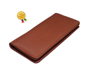 New Mens Genuine Leather RFID Blocking Bifold Long Wallet Mustard Card Holder - Picture 1 of 15