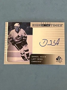 DANIEL SEDIN 2001-02 SP AUTHENTIC SIGN OF THE TIMES AUTO CARD - Picture 1 of 3