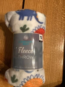 Soft Fleece Dinosaur Printed Throw Blanket - 50" x 60" - White With Dinosaur Pr - Picture 1 of 5