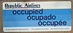 Vintage Republic Airlines Seat Occupied Occupado Occupee Card Beverage Menu 80s - Picture 1 of 3