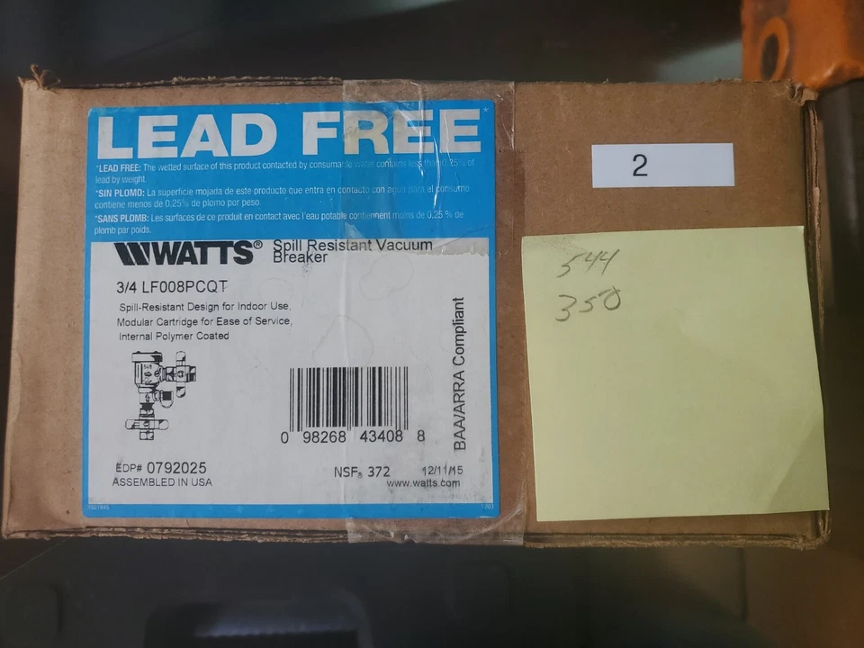 Watts LF008PCQT 3/4" Spill Resistant Vacuum Breaker Lead - Image 1 of 1