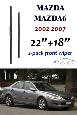 Paquete de 2 limpiaparabrisas delantero 22"+18" para Mazda Mazda6 2002-2007 Foto 1 de 2