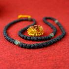 Schwarze Mala Rudraksha Kette 108 Samen Buddhismus Geschenk Gebetskette Messing 