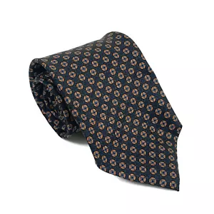 Ermenegildo Zegna Men's Silk Neck Tie Dark Black Geometric Print Made In Italy - Picture 1 of 4