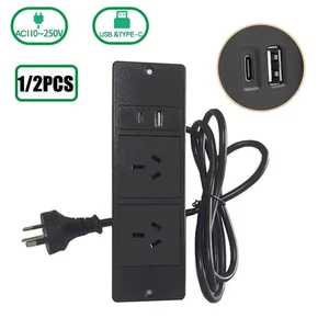 4in1 Recessed Power Strip with 2 USB Ports, 240V, Flush Mount for Desk&Furniture - Picture 1 of 11