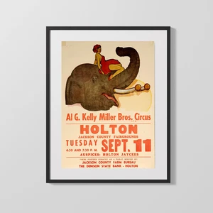 Zirkus Poster - Al G. Kelly Miller Bros - Elephant Act - Bild 1 von 6