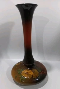 Antique Weller Pottery Louwelsa Tall Narrow Neck Vase Floral Design - Picture 1 of 9