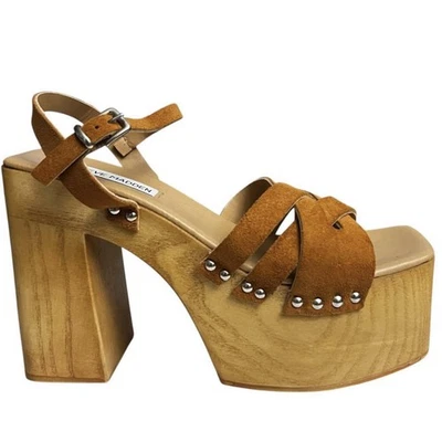 Steve Madden 9 Sandalias Retro Años 90 Gamuza Marrón Y2K Gruesas Plataforma Tacón Bloque Foto 1 de 4