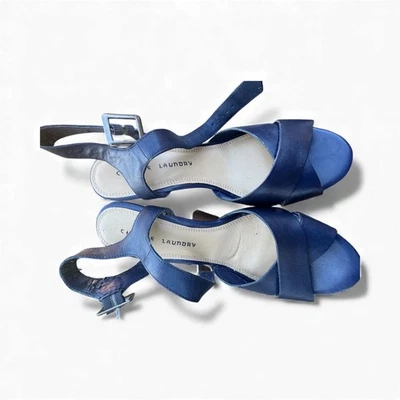 Sandalias de cuña Chinas Laundry azul marino talla 10 | Nuevas con caja | Punta abierta Foto 1 de 4