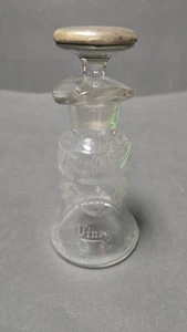 Vintage geätztes Glas Öl Essig Kruzifix Flasche Sterlingsilber Stopfen gemarkt 8 - Bild 1 von 11