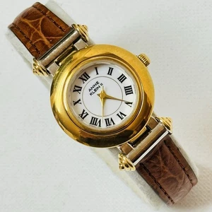 Vintage Anne Klein Damenuhr zweifarbig silber gold elegant braun Leder 10/1612 - Bild 1 von 13