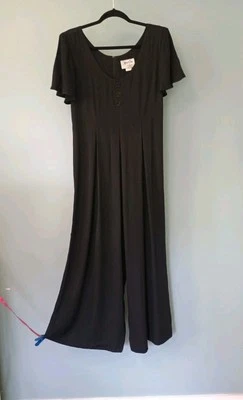 Mono de mujer vintage años 90 pierna ancha negro talla 8 plisado hombreras despistado Foto 1 de 4