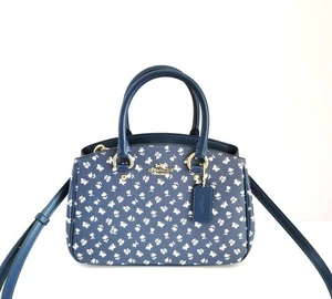Coach CBI55 Floral Print Savannah Small Carryall Satchel Handbag Deep Blue - Picture 1 of 8