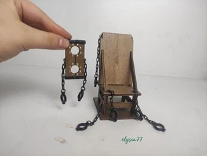 NEW 1/12 Wooden Torture Device DIY Chair Handcuffs Feet Shackles Soldier Scene - Picture 1 of 6