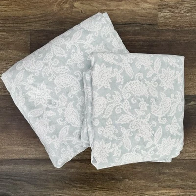 Charisma Blue White Paisley King Flat & Fitted Sheet Set Polyester Microfiber - Image 1 of 4