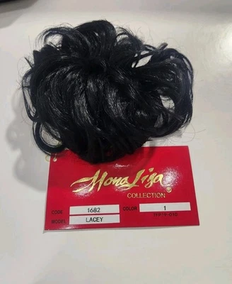 3.5" Curly Scrunchie Ponytail Synthetic 1 Black Messy Bun - Image 1 of 4