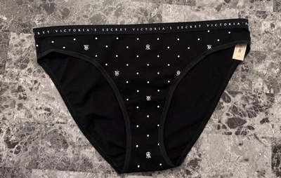 NUEVO CON ETIQUETAS BRAGAS DE BIKINI VICTORIA'S SECRET GRANDES NEGRAS LUNARES BANDA LIGERA RARAS Foto 1 de 3