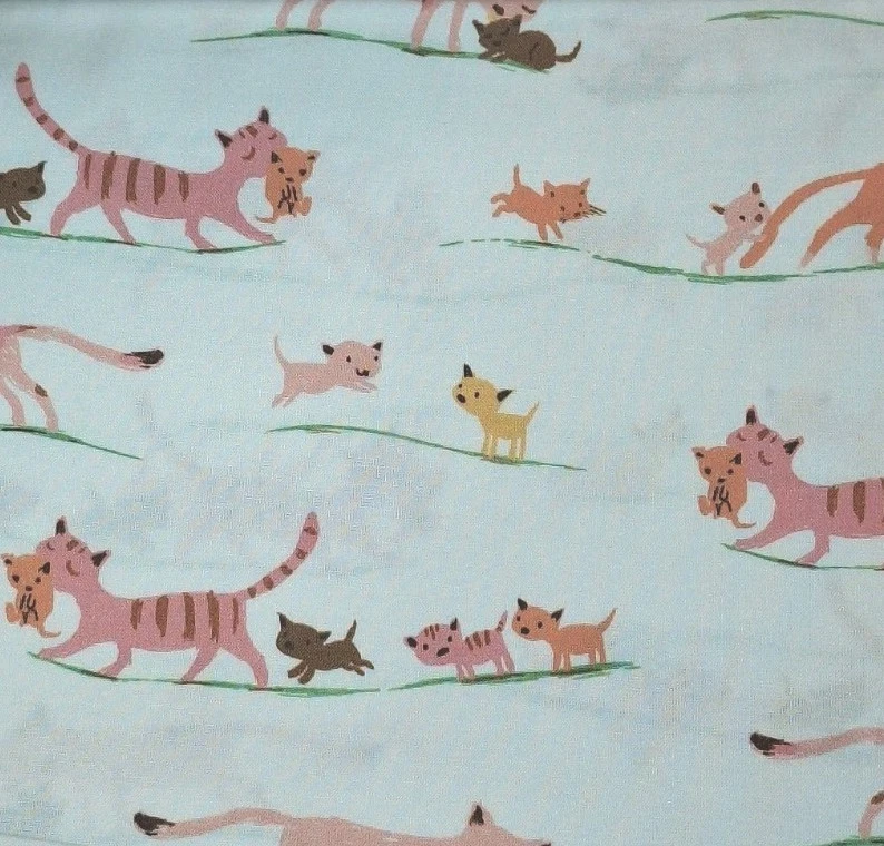 Heather Ross Studio Edit Quilt Fabric - Cream Mother Cats L - #54325D - 1/2 Yd - Image 1 of 1