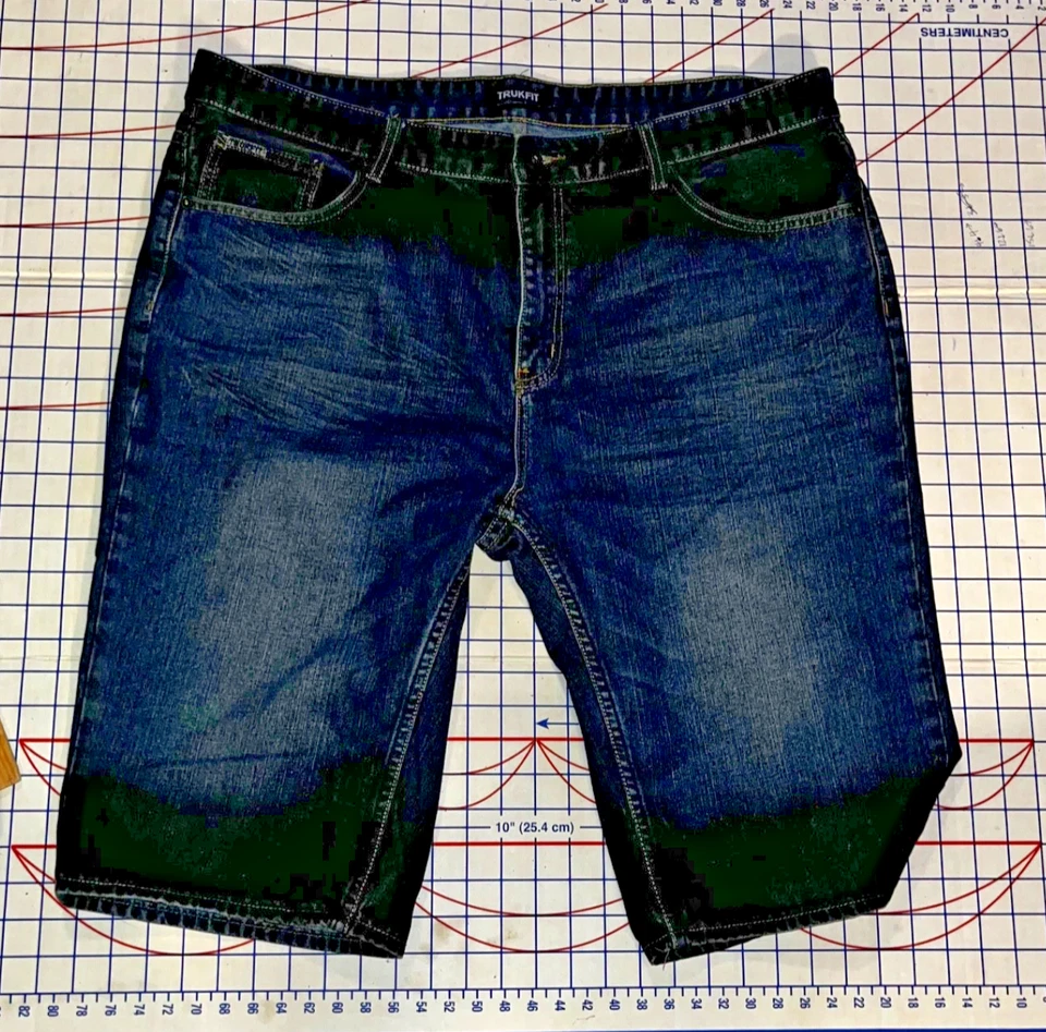 Pantalones cortos rectos TrukFit de mezclilla azules para hombre 42X14 80 % algodón/20 % poliéster 5 bolsillos Foto 1 de 4