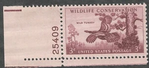 US. 1077. 3c. Wild Turkey, Wildlife Conservation Issue. Single mit Pl# postfrisch. 1956 - Bild 1 von 1