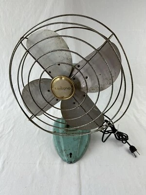 Eskimo Model 121001 Turquoise Art Deco Fan Table Top  large works! - Image 1 of 4
