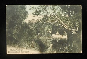 1910s On the Waihopai Thomsons Bush 2 Gents in Rowboat Invercargill New Zealand - Picture 1 of 1