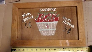 Mounted wall decor wooden sign hand painted "Country Apples" 16 1/2 in. long - Picture 1 of 3