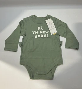Baby G-Tube Graphic Long Sleeve Adaptive Bodysuit - Cat & Jack Sage Green 6-9M - Picture 1 of 3