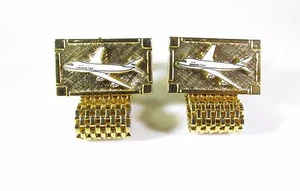 Goldfarbene Manschettenknöpfe zum Umwickeln mit Boeing 747 Flugzeug - Bild 1 von 10