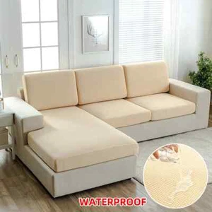 Sofa Seat Cushion Cover 1PC Solid Color Elastic Jacquard Furniture Protector - Picture 1 of 28
